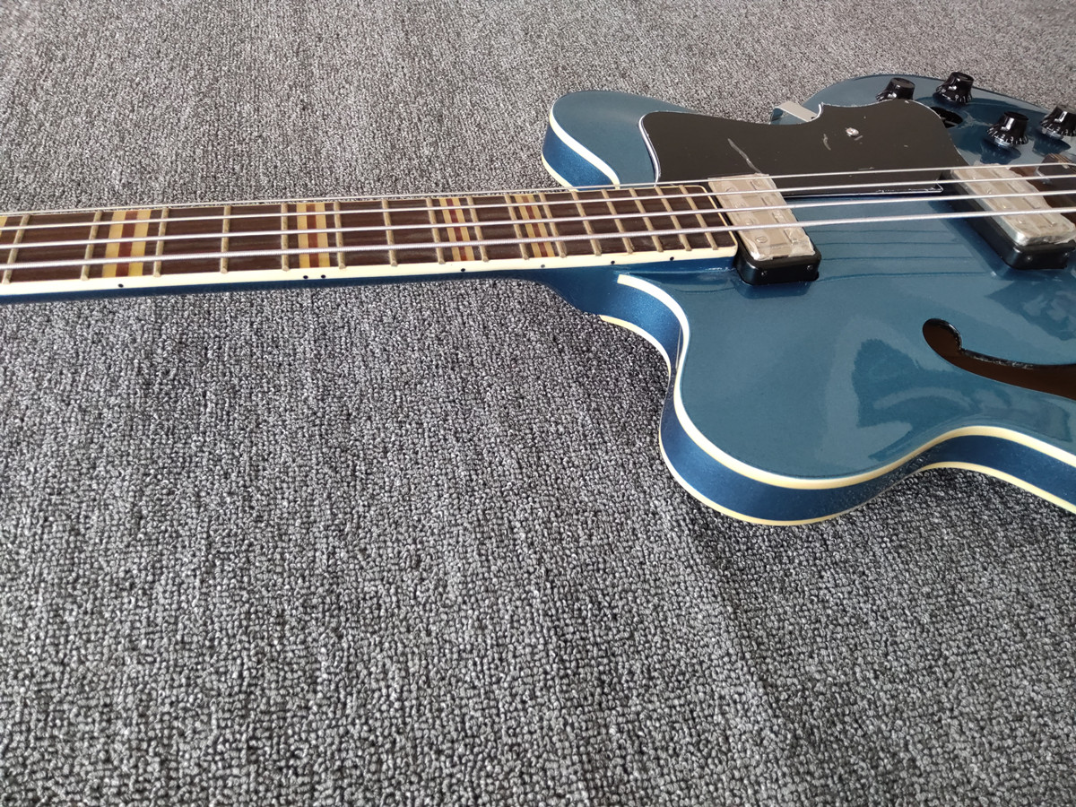 Guitarra elétrica baixo de 4 cordas corpo semi oco azul oceano HCT-500/7-TR baixo contemporâneo muito fino