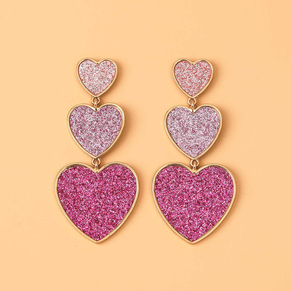 Stud Lost Lady Cute Purple Pink Heart Pendant Drop Earrings for Women New Trendy Big Wedding Statement Earrings Wholesale Jewelry J230717