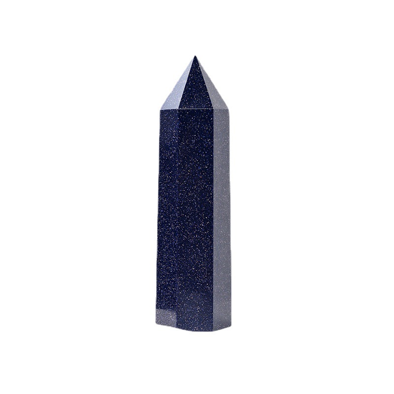 Ponto de Cristal Natural Pedra de Areia Azul Cura Reiki Varinha de Quartzo Polido Torre Ornamento para Decoração de Casa Presente