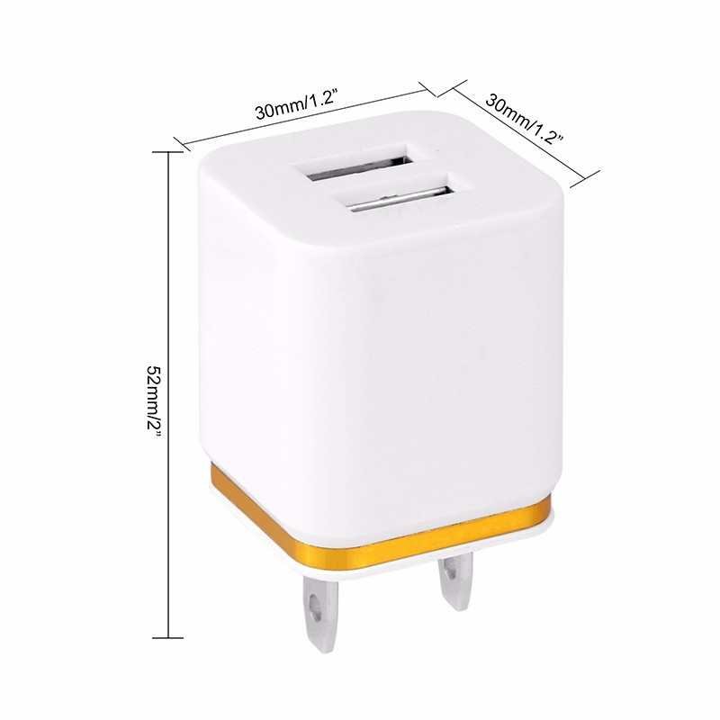 Dual Port Adapter Telefonladdare 2.1A USB Wall Charger Travel US Plug eller EU Plug för all smart telefon