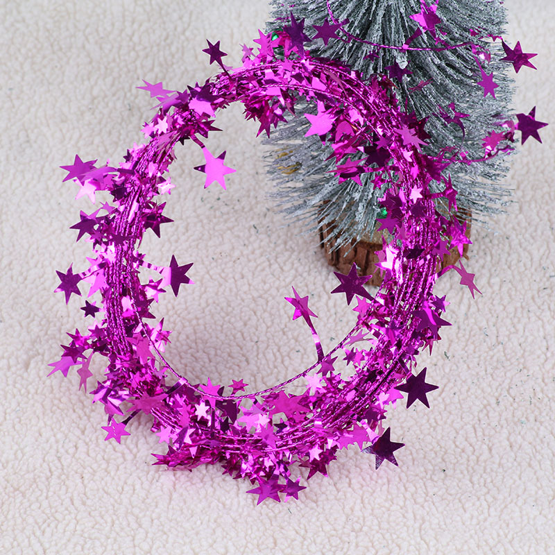 Kerstdecoratie Draad Garland-7.5mm Glinsterende Colorfol-Star Shaped Tinsel Wire Garland voor Kerstbomen Bruiloft Verjaardag Feest Feestelijk Ornament