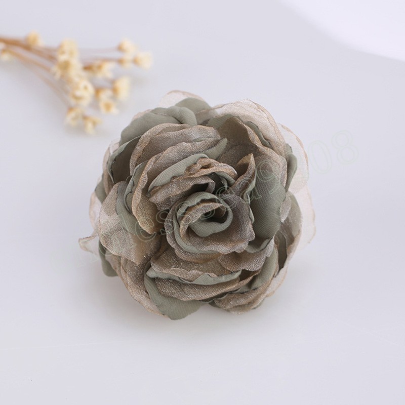 Koreansk silkegarn tyg Flower Brosch Shirt Lapel Pin Brooche Elegant Coat tröja Badge Luxury Clothing Women smycken Tillbehör