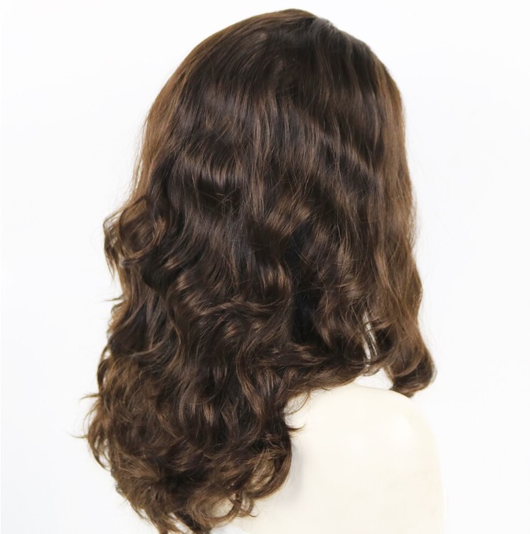 22 pouces 100% vrais cheveux humains vierges européens couleur brune 4 # 130% densité perruque juive vague lâche pour femme blanche livraison express rapide