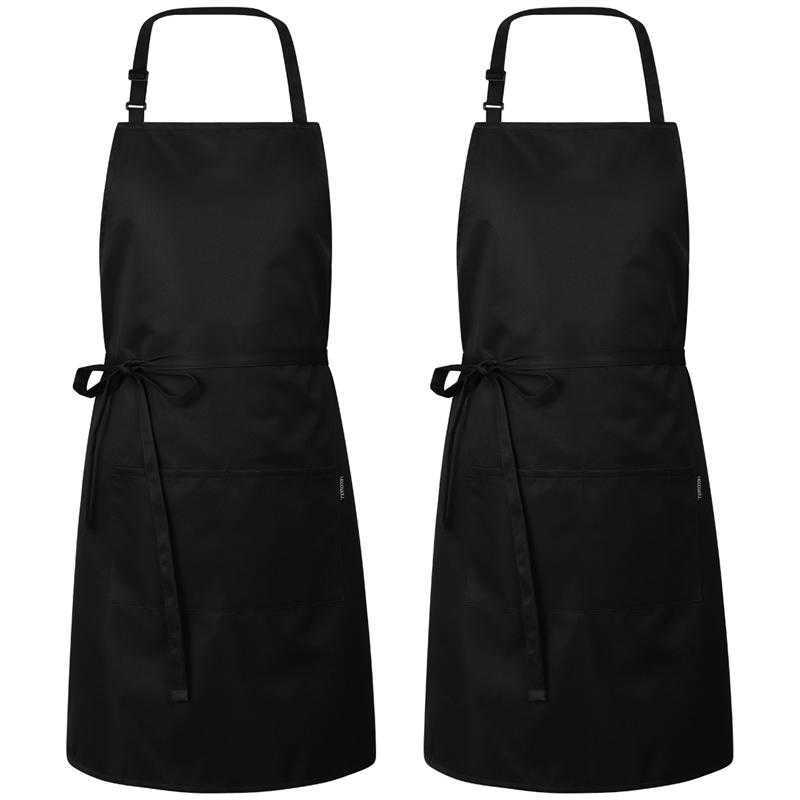 tablier de cuisine réglable imperméable à l'eau résistant à l'huile chef professionnel pour femmes hommes noir / blanc L230620