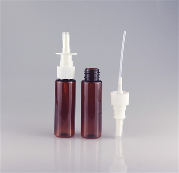 Lagringsflaskor 10 ml Amber Nasal Spray Bottle Glass Nose Mist Sprayer Press Head Empty Refillable Atomizer JL1597