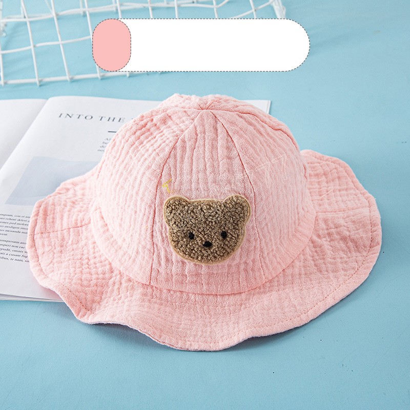 Korean Bear Baby Bucket Hat Solid Color Cartoon Fisherman Cap for Toddler Boy Girl Summer Thin Kids Panama Sun Caps