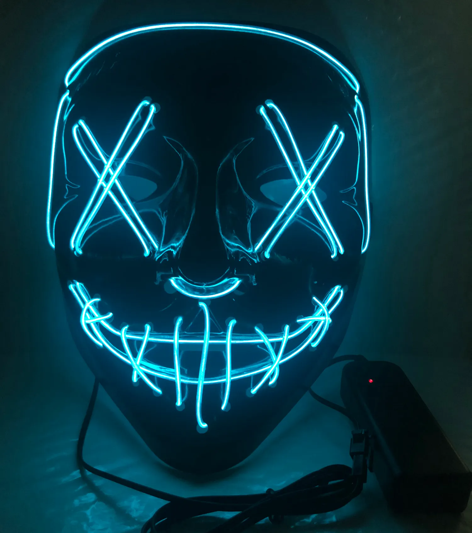 Led Mask Halloween Party Masque Masquerade Masks Neon Maske Light Glow In The Dark Horror Mask Glowing Masker Mixed Color Mask