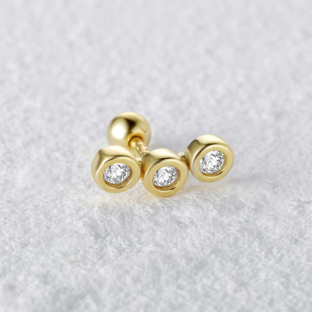 Stud Canner Real 925 Sterling Silver Studörhängen för kvinnor Crystal Zircon Piercing Earring Gold Color Earings smycken Pendientes J230717