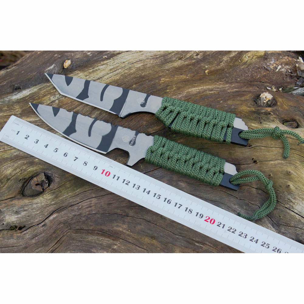 Neuankömmling C7148 Outdoor Survival Gerade Messer 440C Camo Muster Klinge Full Tang Parcord Griff Feststehende Messer mit Nylonscheide