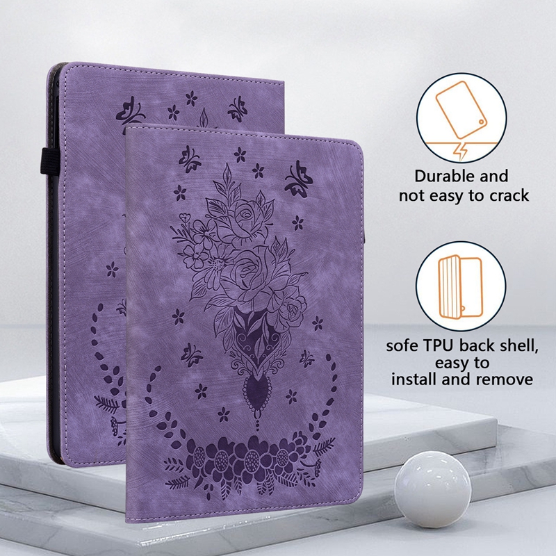 Custodia a portafoglio in pelle PU moda S9 Samsung Galaxy Tab S9 11 pollici S9 + 12,4 pollici Imprint retrò Farfalla Fiore ID Card Slot Holder Flip Cover Shakeproof Pouch Purse