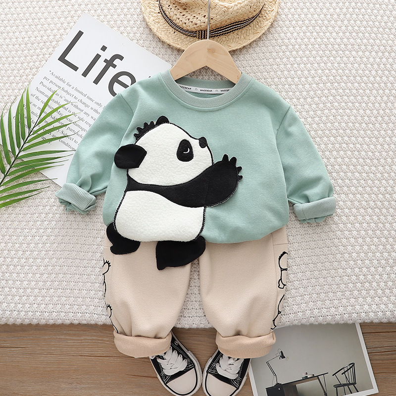 Marca Baby Boy Set di vestiti Autunno Casual Baby Girl Abbigliamento Abiti Panda Felpe Pantaloni sportivi Primavera Kids Set