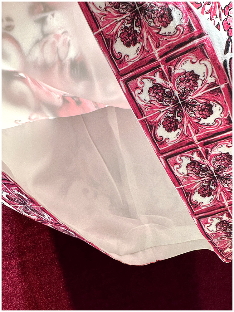 2023 Summer White Red Floral Paisley Print Dress Kort ärm Runda nack Knäslängd Casual Dresses A3Q122240