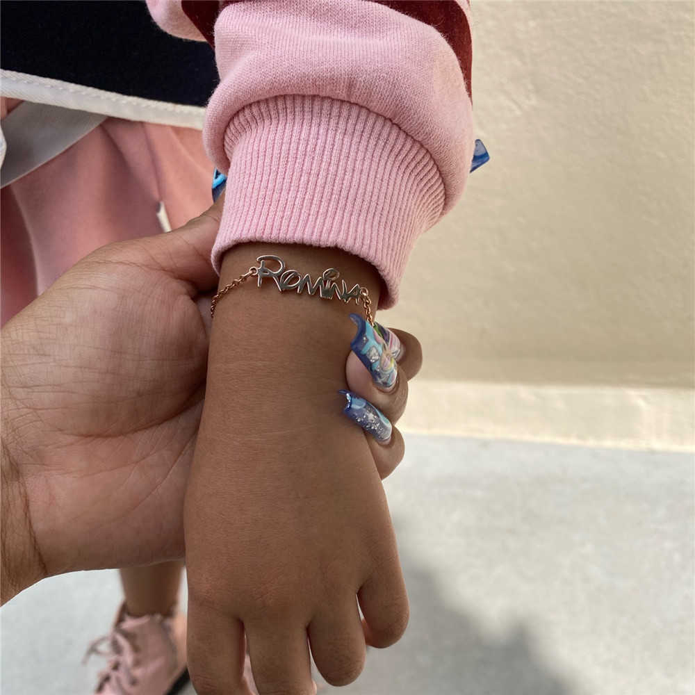 Lovely New Baby Bracelet Personalized Children Jewelry Stainless Steel Custom Kids Name Bracelet Handmade Gifts L230620