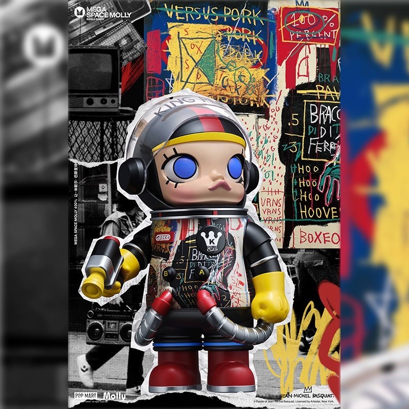 새로운 스팟 Popmart Bubble Mart Space Molly Astronaut Basquet Graffiti 400% 28cm 트렌디 한 인형 손잡이 거실 장식 장식품