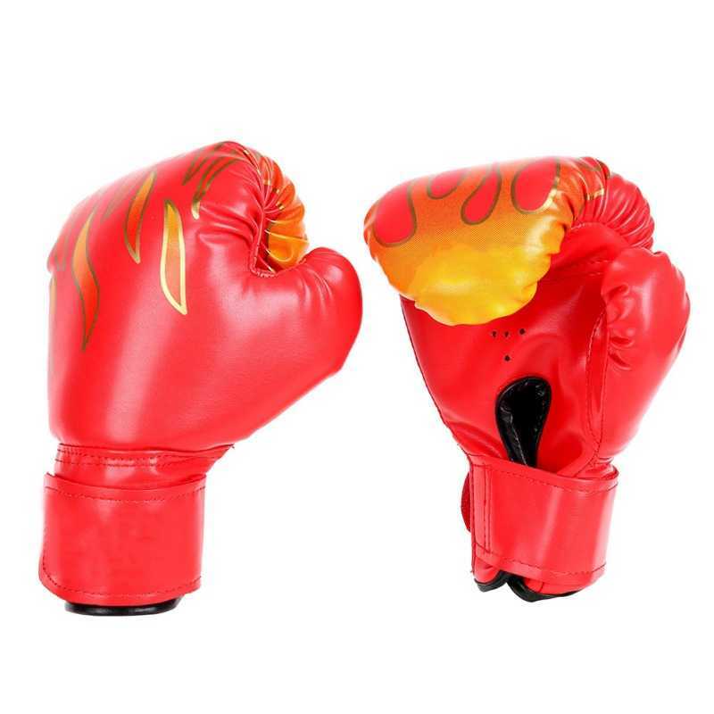 Équipement de protection Enfants Gants de boxe Unisexe PU Feu Flamme Imprimé Combat Match Main Protecteur Fitness Sanda Sportswear Divertissement HKD230719