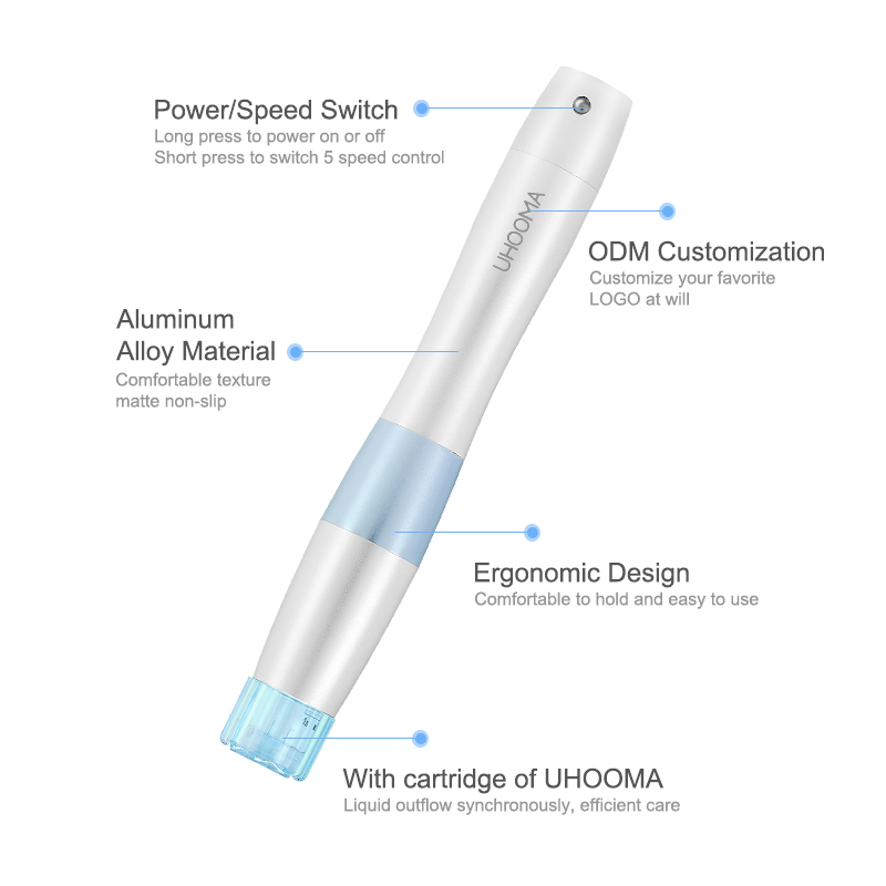 Hydra Derma Pen Mesotehrapy Auto Serum Applicator Meso Gun pour les ridules Roune Face Eyes Anti Shrink Pores Acne Skin Water Light