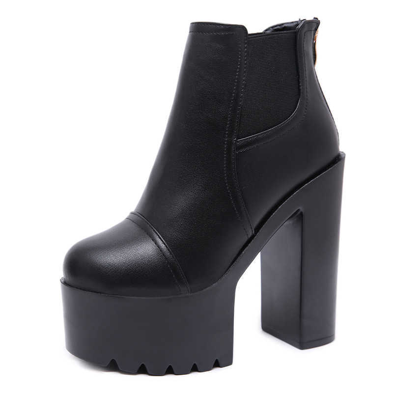 Europeisk och amerikansk stil Fashion Ankle Boots 2023 Spring New Korean tjock med korta stövlar 14 cm Super High Heel Womens Boots L230704
