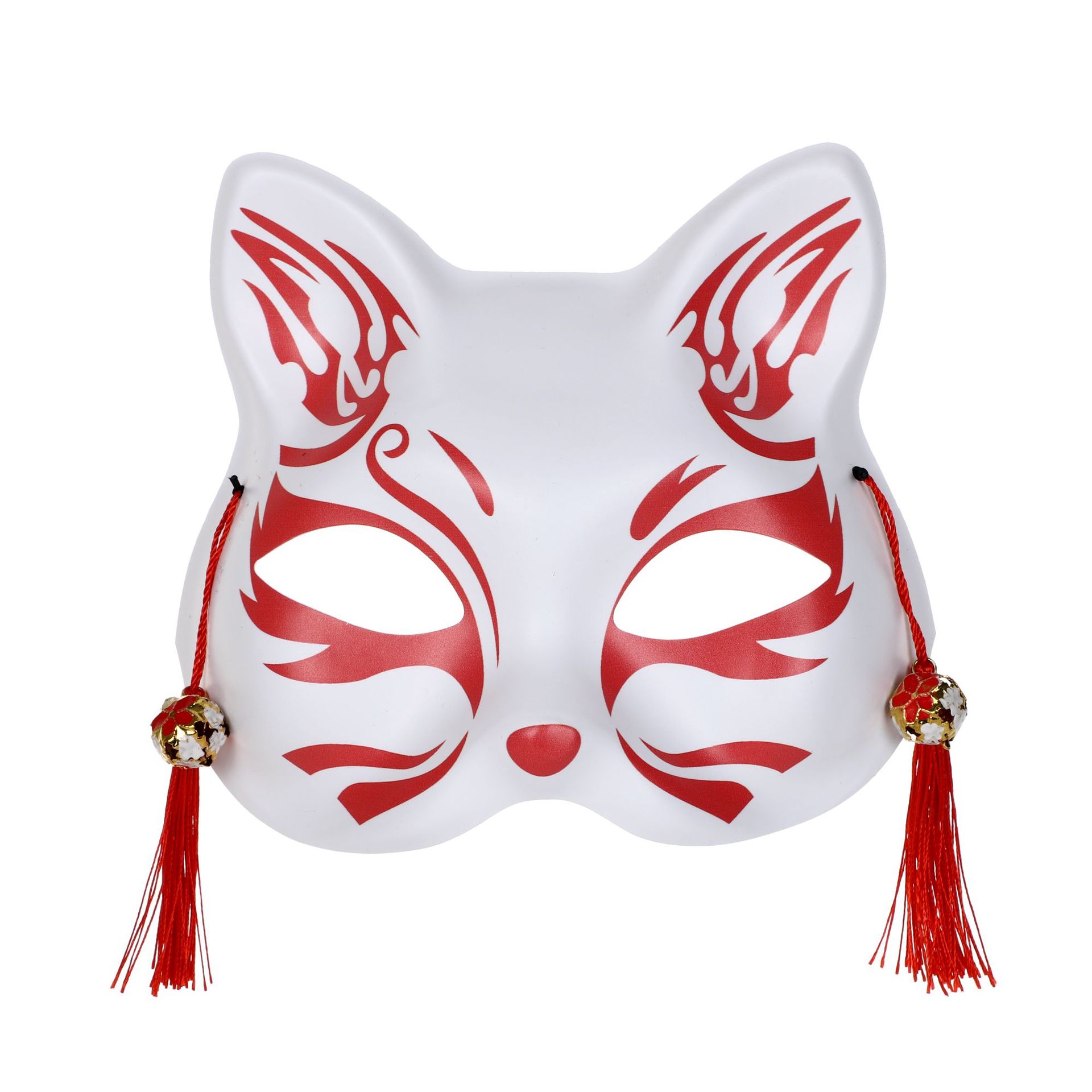 Anime Demon Slayer Fox Maske Handbemalte japanische Maske halbe Gesichtsmaske Maskerade Festival Ball Kabuki Kitsune Masken Cosplay Prop BH8602