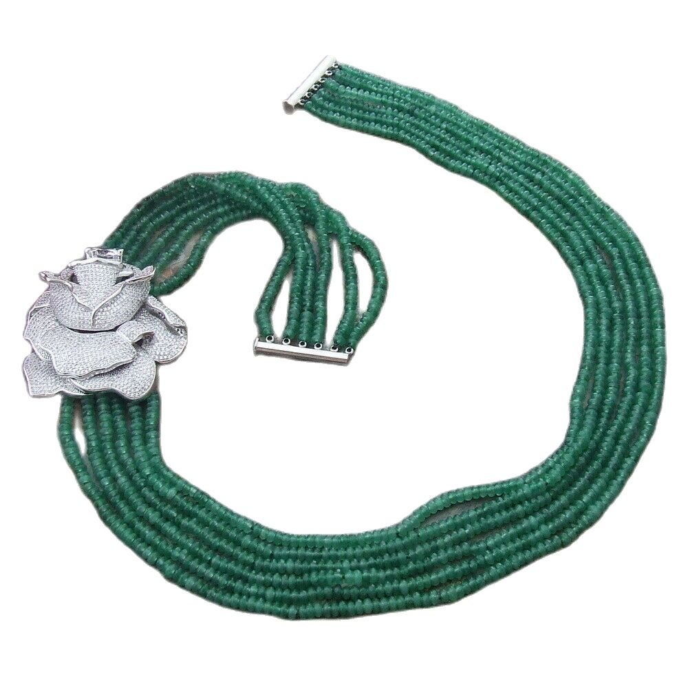 Charmant 6 brins 2x4mm vert jade collier micro incrustation zircon boucle fleur accessoires collier long 61-68 cm