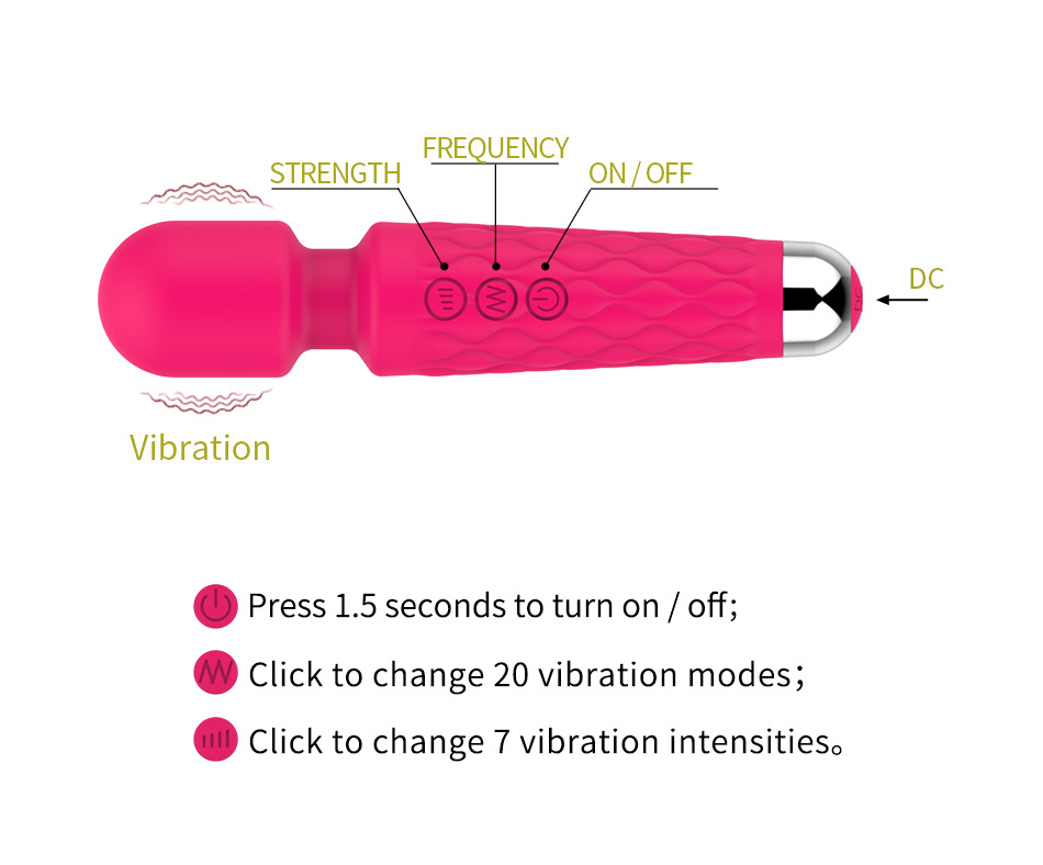 Dildo Vibrator Erotisch Seksspeeltje voor Vrouwen 20 Patronen Vibratie Toverstaf G-spot Massager Vrouwelijke Masturbator