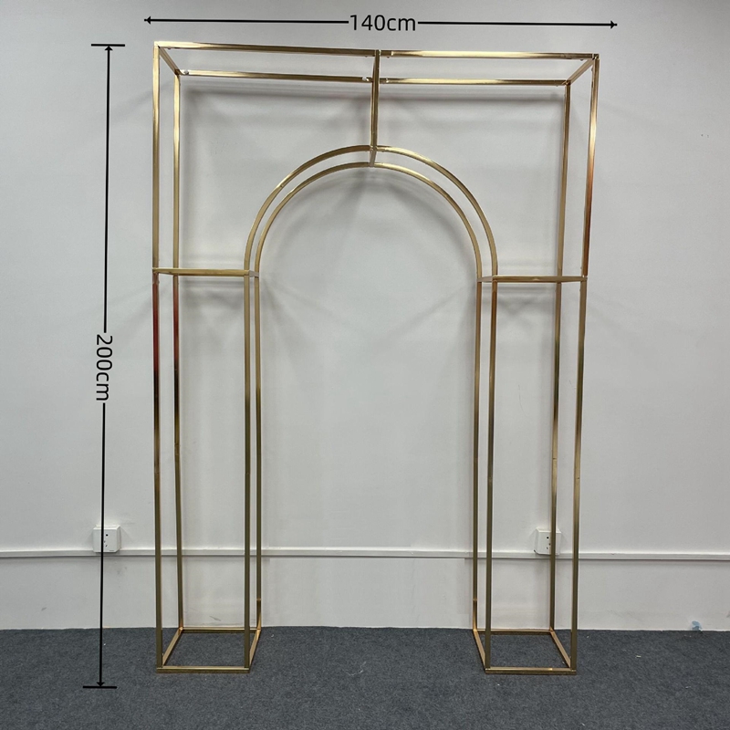 Arco de casamento de ouro brilhante Suporte de exibição de flor artificial Palco de festa Corredor de boas-vindas Porta Cenários Rack de balões de aniversário