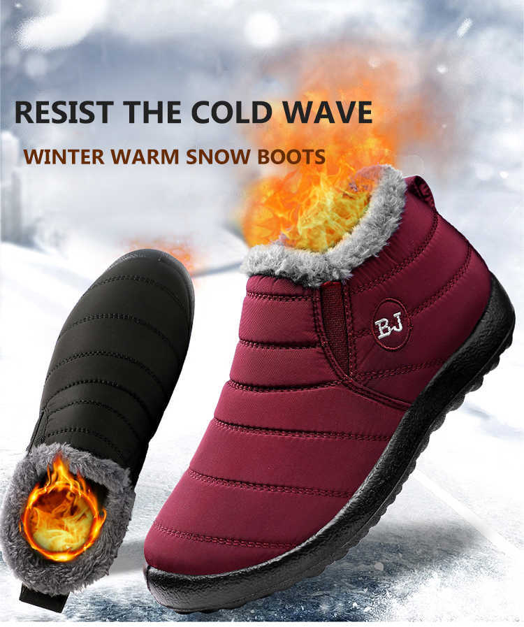BJ chaussures chaussures d'hiver légères pour hommes bottes de neige pour femmes chaussures d'hiver imperméables sans lacet unisexe cheville bottes d'hiver L230704