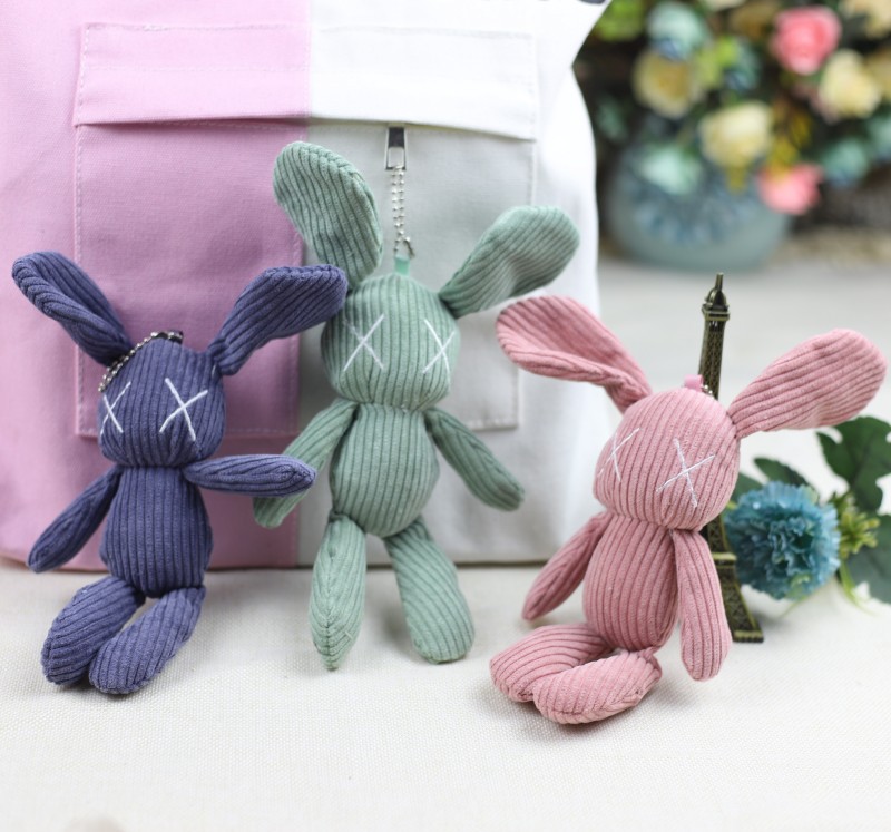 Super cute striped rabbit Stuffed toy key chain pendant rabbit doll cute grab machine doll bag Fashion accessory