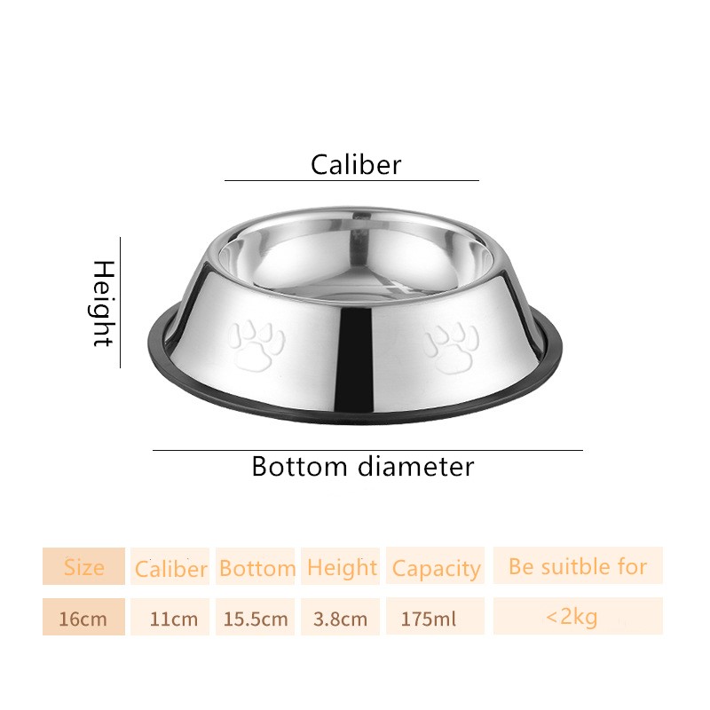 Pet Supplies Stainless steel bowl Cat food Pet Bowl Cat bowl Wholesale pet food set Dog bowl Dog bowl With Paw Print and Rubber base