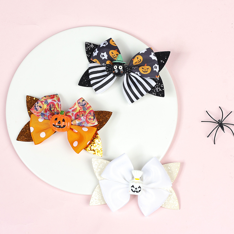 Halloween Hairpin Cartoon Bow Hair Clips Ragazze BB Clip Tinta unita Moda Accessorio capelli Regalo