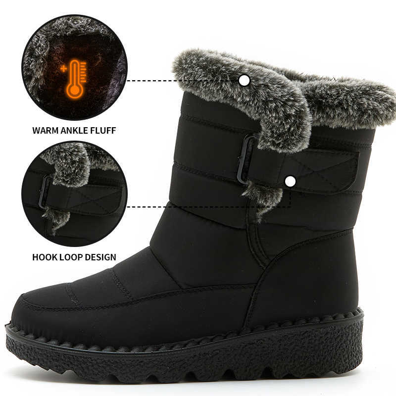 Wodoodporne buty zimowe dla kobiet 2022 Nowa sztuczna futra długa platforma śnieżne buty ciepłe bawełny buty Plush Woman Buto