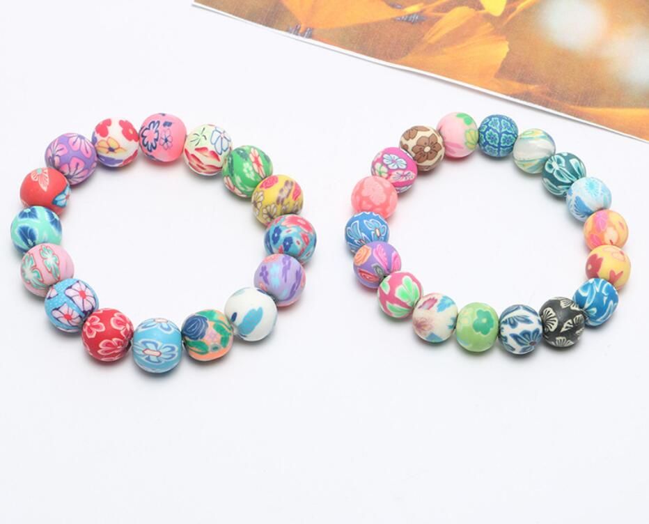 HOT Selling handmade Bohemian beaded bracelets Floral soft clay elastic bracelet For Women Girls National jewelry Epacket free ship