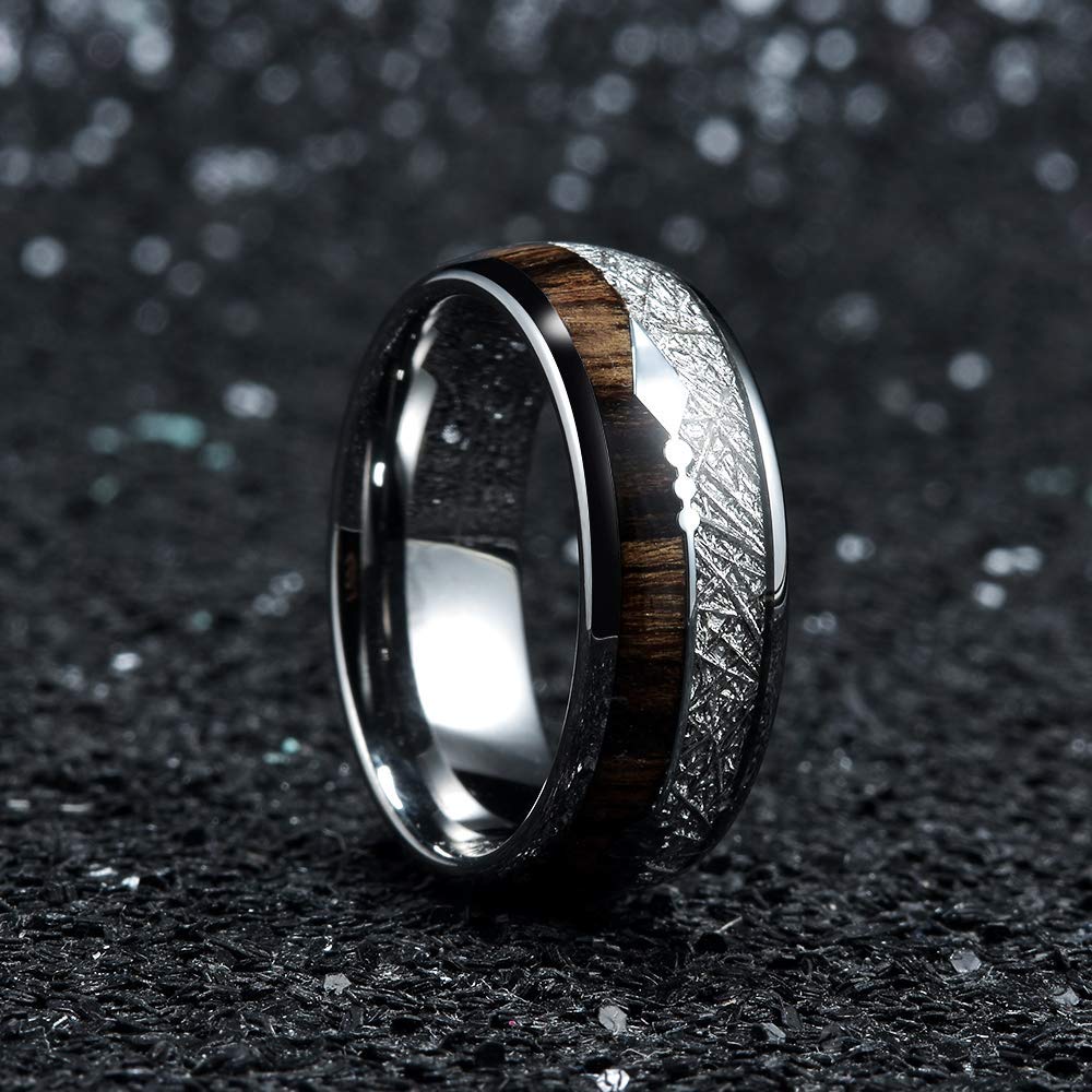 Mode 8mm Männer Wolfram Hochzeit Edelstahl Ringe Inlay Holz Pfeil Ring männer Hochzeit Band Schmuck