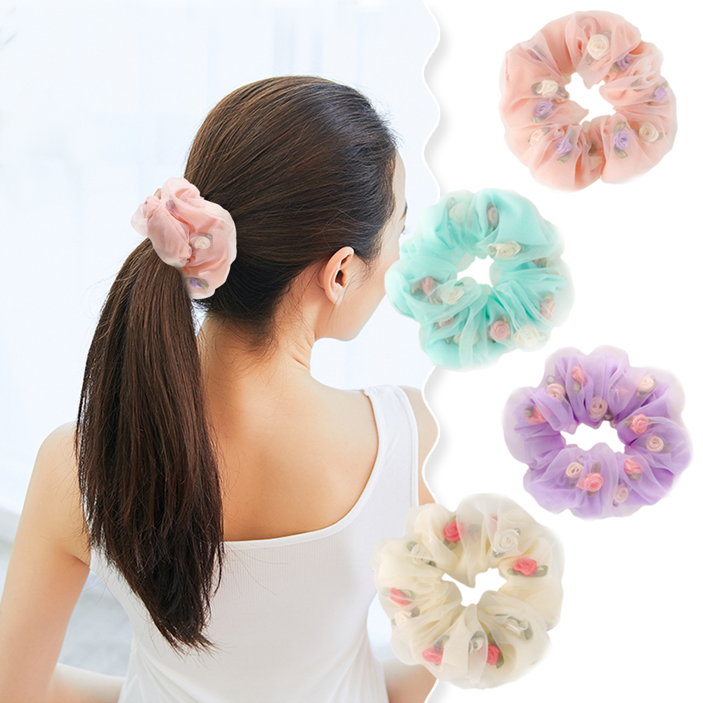 Chiffon bloemen scrunchies, haarelastiekjes meisjes voor dames bulk, kleurrijke scrunchies voor dameshaar