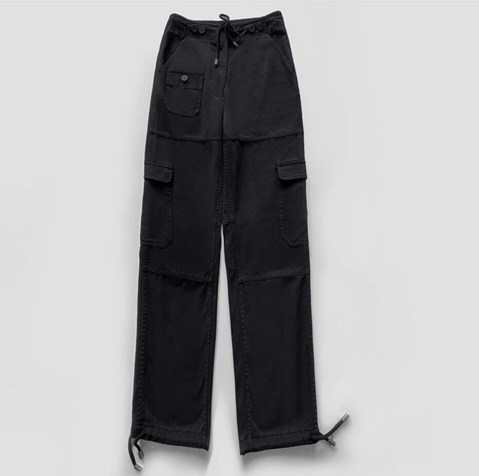 Tasca a vita alta toteme nuovo cotone coulisse pantaloni multitasche a vita alta dritti pantaloni cargo vintage da donna