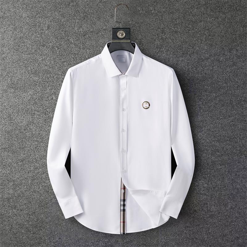 2023designer Mens Dress Shirt casual Slim Silk T-shirt Manga comprida Roupas casuais de negócios xadrez masculino asiático szie xxl xxxl88
