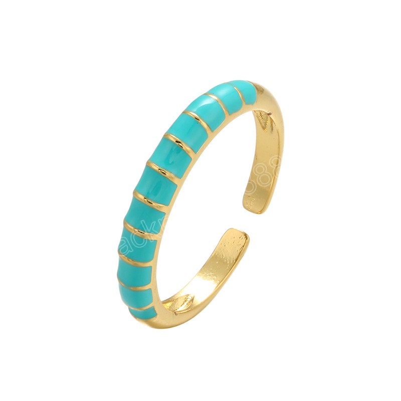 18K Gold Plated Finger Rings Slim Neon Open Cuff Ring White Blue Black Small Jewelry For Women Wedding Party Gifts