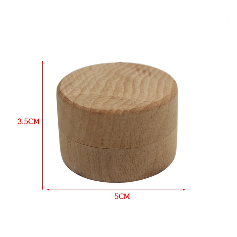 Beech Wood Jewelry Box Small Round Storage Box Retro Vintage Ring Boxes for Wedding Natural Wooden Organizer Container Q320