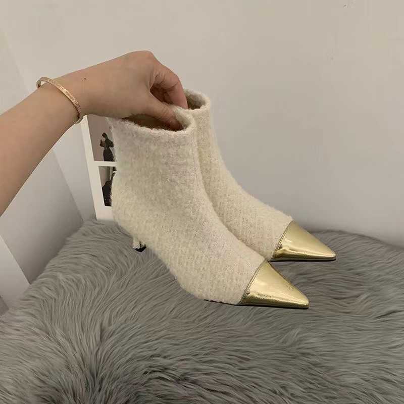 2022 Small Fragrant Pointed Fashion Boots Women's Slim Low Heels Autumn and Winter Back Zipper Comfortable Short Boots Women L230704