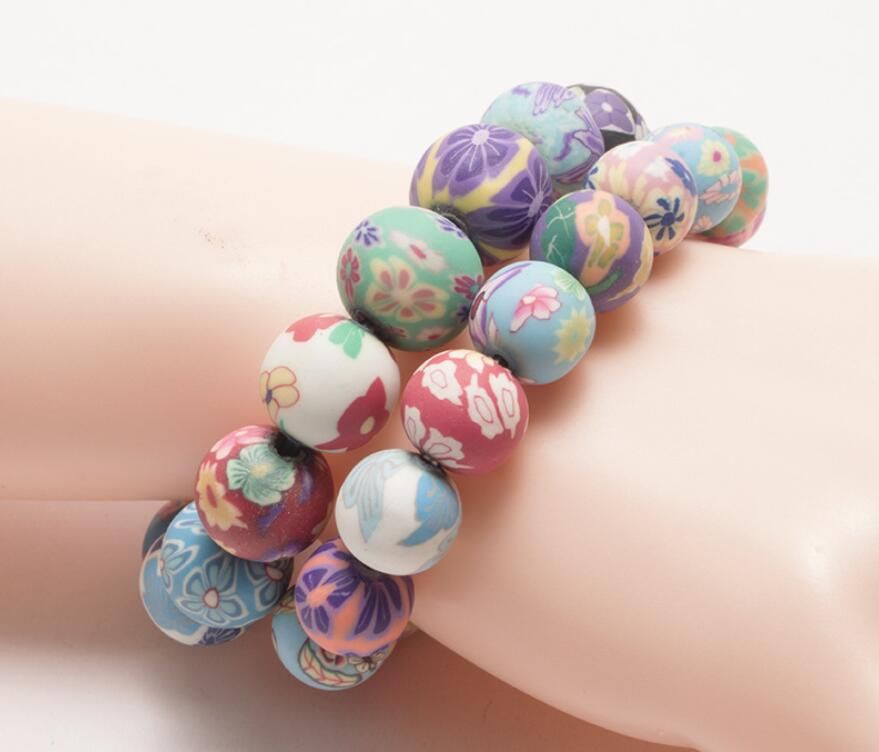 HOT Selling handmade Bohemian beaded bracelets Floral soft clay elastic bracelet For Women Girls National jewelry Epacket free ship