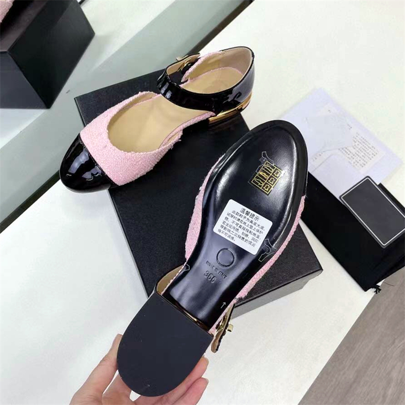 Märke kvinnors platt sandaler lyxdesigner färg matchar Mary Jane skor läder mode kvinnor läderskor avslappnad komfort balett skor formell spetslåda