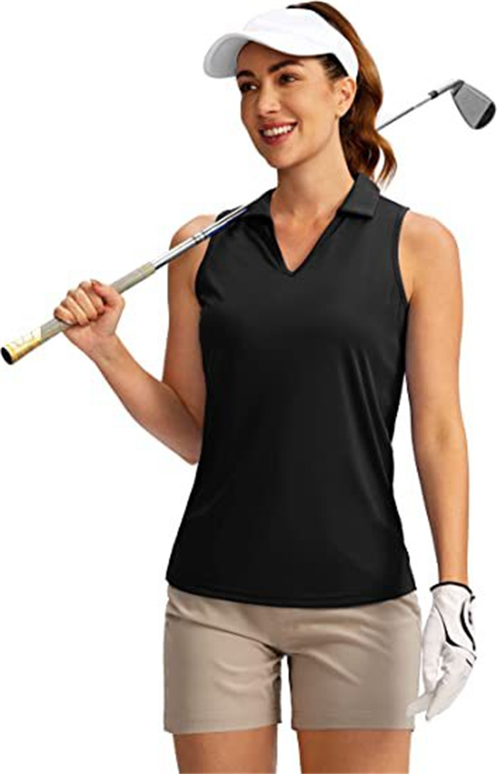 lu Women Sleeveless Polo Golf Shirts Tennis Athletic Slim Fitting top Quick Dry Neck with Collar Tank Tops