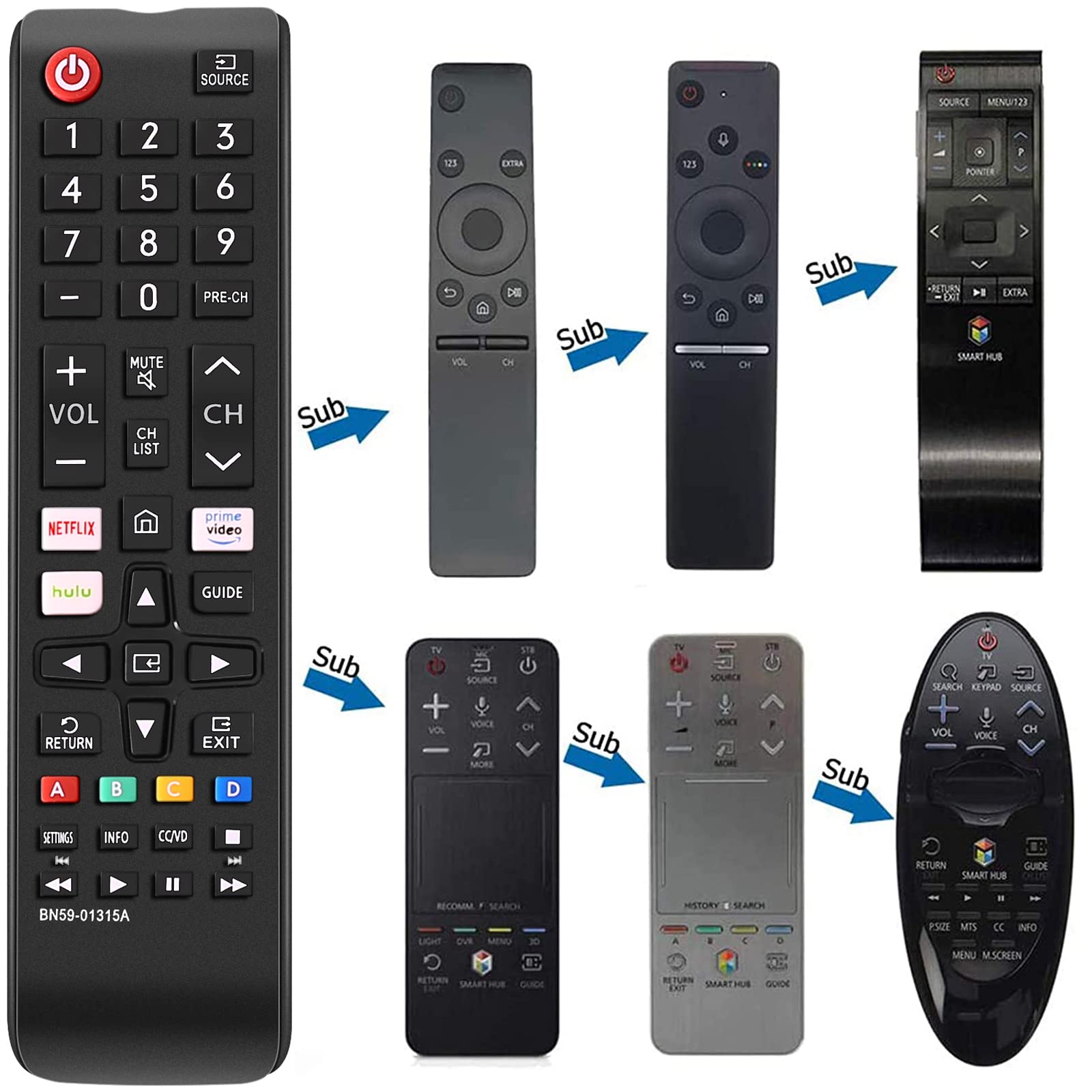Telecomando universale più nuovo tutti i telecomandi TV Samsung Compatibile con tutti i modelli di Smart TV 3D LCD LED HDTV Samsung BN59-01315A