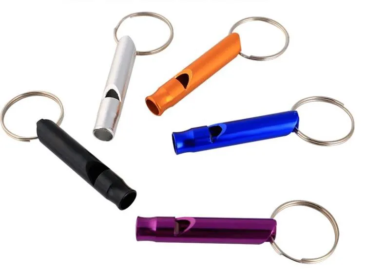 Aluminum Whistle Outdoor EDC Hiking Camping Survival Whistle with Key Chain Dog Training Whistles