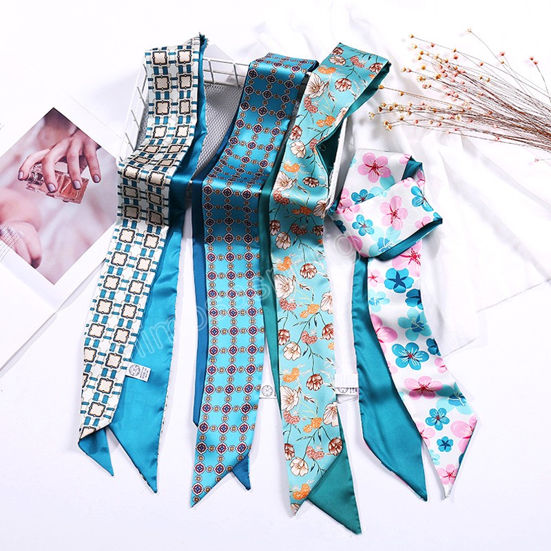 Fashion Ice Silk Scarf Hair Band Long Ribbon Bow Summer Hair Rope Streamer Women Ponytail Holder Hair Scarf Hair Accessories