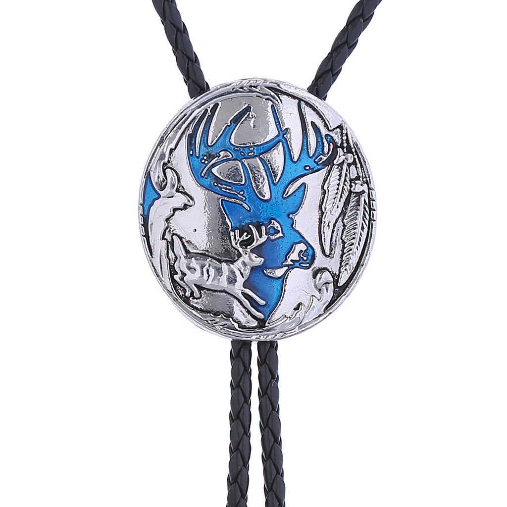 Bolo Ties European and American new style bolo tie animal elf elk fashionable men's leather cord necklace HKD230719