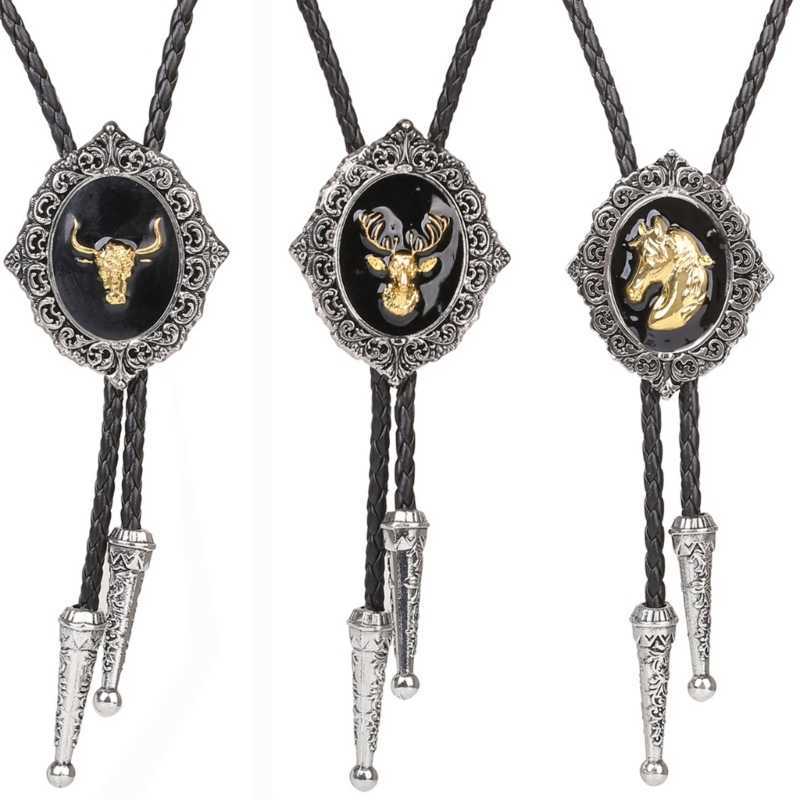 Bolo Ties Bolo Tie للرجال الغربيين رعاة البقر على غرار Necktie مع سبيكة الحصان رأس المشبك ديكور DXAA HKD230719