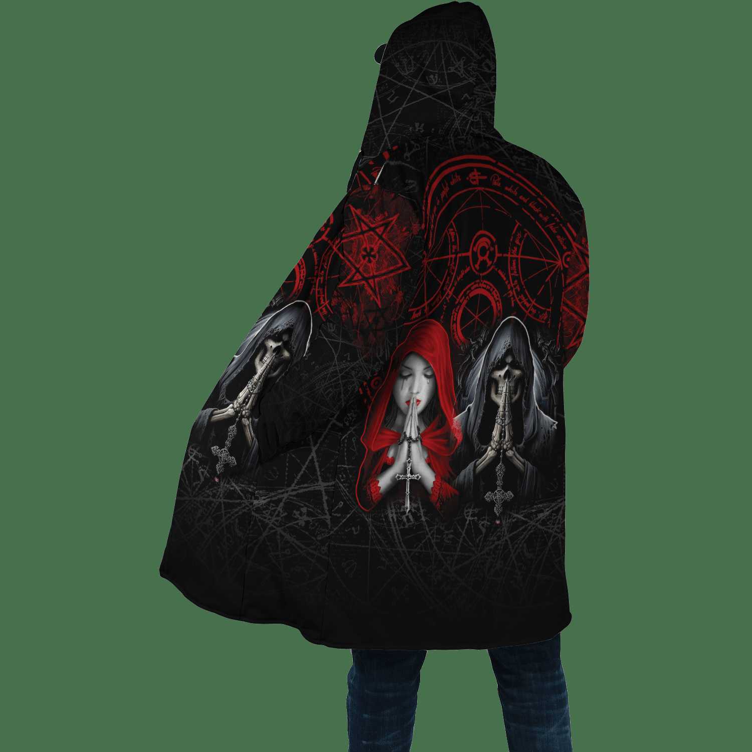 Men's Wool Blends Winter Mens Hooded cloak Reaper Skull Angel And Demon 3D Printing Fleece wind breaker Unisex Casual Thick Warm Hood cloak PF10 HKD230718