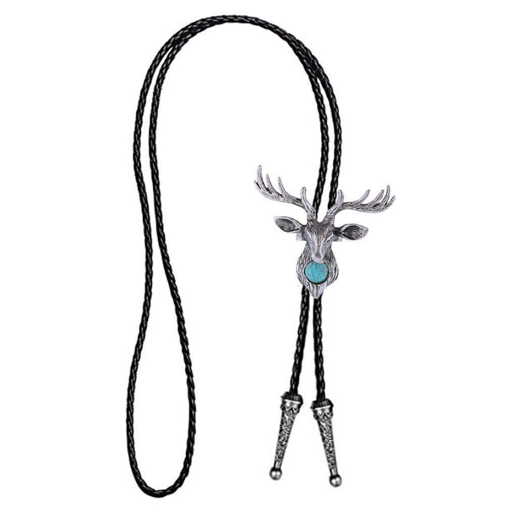 Bolo Ties Nordic Elk Turquoise Retro Men and Women Fashion Bolo Tie HKD230719