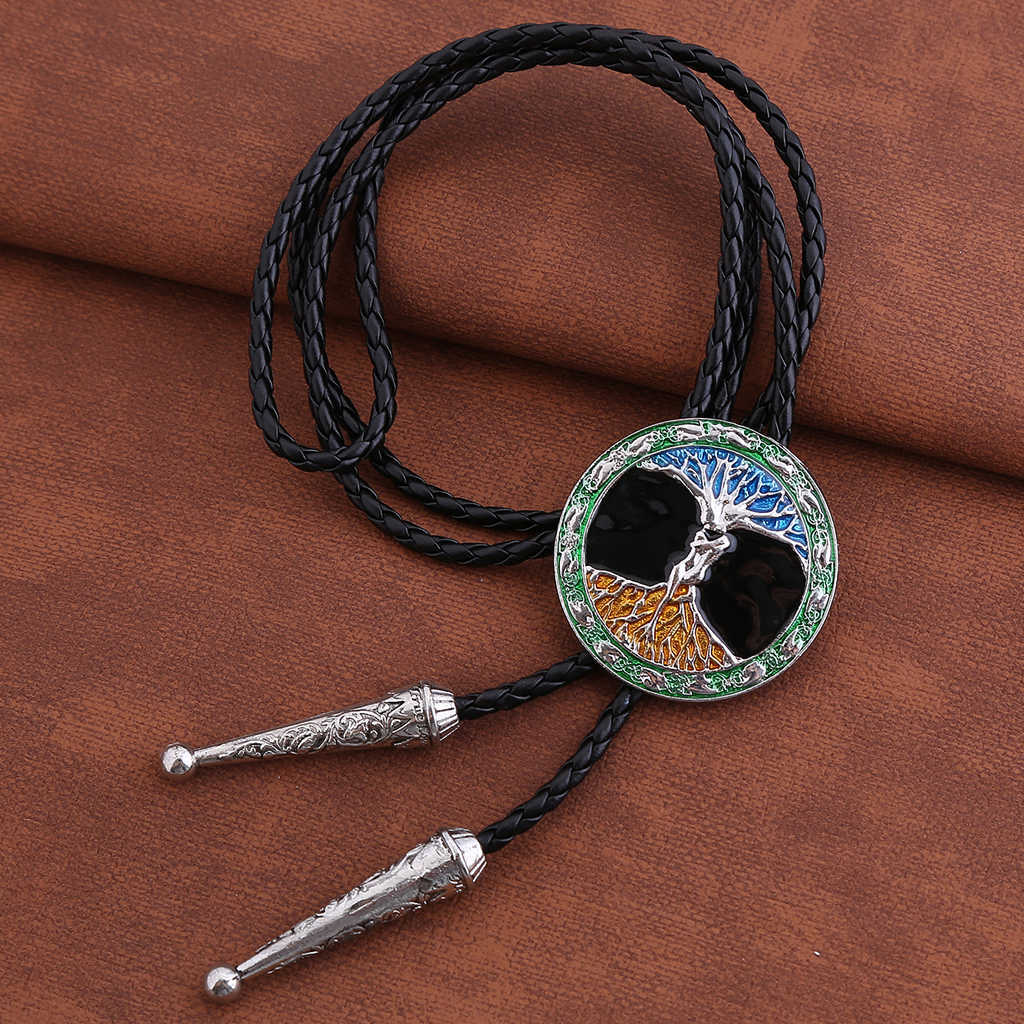 Bolo Ties Europeu e Americano novo estilo bolo tie árvore da sabedoria gravata borboleta colar de cordão de couro masculino da moda HKD230719