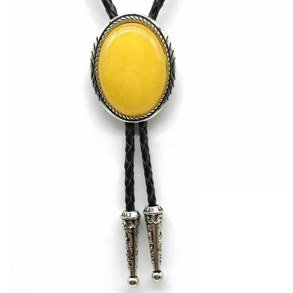 Bolo Ties All Season Unisex One Size Fashion Real Leather Rope Natural Agate Necktie Bolo Tie Western Cowboys Dropshipping HKD230719